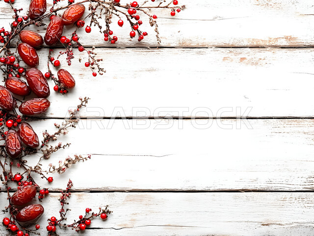 Fresh healthy Sukkari dates, a meal with high nutritional value, a close-up of dates from the palm trees of the Kingdom of Saudi Arabia on a wooden base, local Saudi national agricultural crops and products, delicious Ramadan hospitality