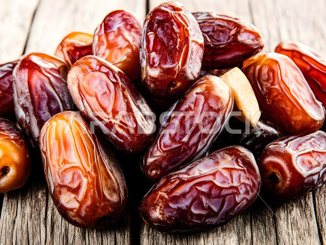 تمر سكري صحي طازج, وجبة ذات قيمة غذائية عالية، صورة مقربة لحبات الرطب من نخيل المملكة العربية السعودية على قاعدة خشبية، محاصيل ومنتجات زراعية محلية وطنية سعودية، ضيافة رمضانية لذيذة