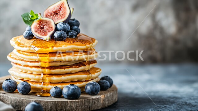 وجبات ذات قيمة غذائية عالية, طبق من طبقات الكريب اللذيذة المزينة بالتين والتوت الازرق و العسل, فنون تقديم الحلويات في مطاعم المملكة العربية السعودية, أطعمة مليئة بالسكريات و السعرات الحرارية