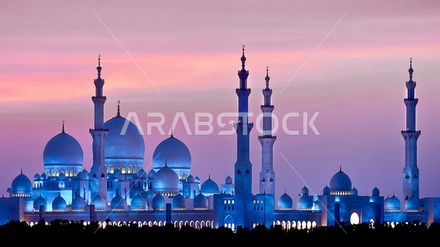Sheikh Zayed Grand Mosque in Abu Dhabi, United Arab Emirates, Islamic architectural designs, architectural engineering art, famous landmarks of the Emirates, holy places in the Emirates