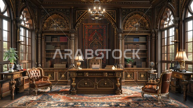 تجهيزات مكتبية حديثة بأثاث أنيق ومميز , تصاميم داخلية راقية على الطراز الحديث, ديكورات فخمة لمكاتب شركات المملكة العربية السعودية,النوافذ الزجاجية المطله على الطبيعه , التحف والاكسسوارات الفاخرة