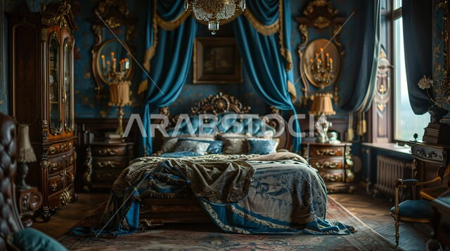 فنادق ومنتجعات بديكورات راقية في المملكة العربية السعودية, أثاث واكسسوارات منزلية داخلية أنيقة، غرفة نوم بتصاميم عصرية حديثة, التصميم الداخلي للمنازل والبيوت باللون الازرق، شقق وفلل سكنية فاخرة