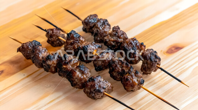 وجبة ذات قيمة غذائية عالية، اسياخ كباب اللحم الضأن المشوي، فنون التقديم في مطاعم ومطابخ المملكة العربية السعودية، أطباق من المأكولات العربية التقليدية الشعبية، وصفات طعام شهية صحية لذيذة
