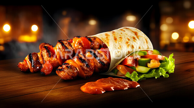 ساندوتش شرائح اللحم المشوي مع الخضراوات الطازجة والصلصات الشهية، الوجبات الصحية المفيدة, المأكولات العربية الشرقية الشهية، وصفات وأطباق متميزة في مطابخ المملكة العربية السعودية