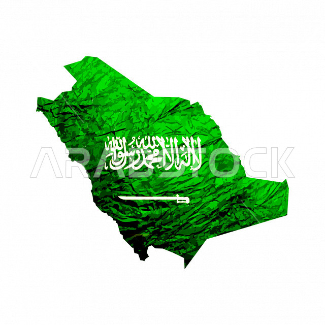 خريطة المملكة العربية السعودية ملونة بعلم المملكة العربية السعودية ، الاحتفال باليوم الوطني السعودي ، ذكرى توحيد المملكة العربية السعودية