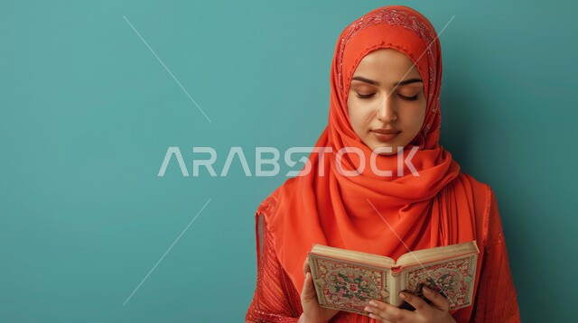 مفهوم الأنوثة والنعومة، أزياء محجبات عصرية حديثة، الاهتمام بالأناقة والجمال والمظهر الخارجي, بورتريه لامرأة خليجية سعودية عربية تنظر إلى الكاميرا بحركات تدل على الثقة بالنفس والمتعة