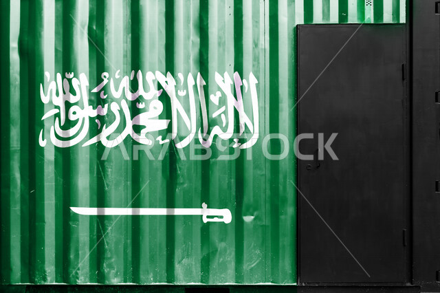 العلم الوطني للمملكة العربية السعودية مرسوم على الحائط  ،الاحتفال باليوم الوطني السعودي، ذكرى العيد الوطني للمملكة، وحدة المملكة العربية السعودية
