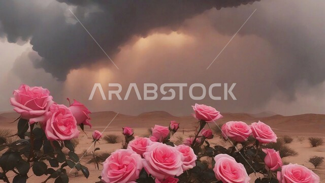 Middle East Roses Colorful roses grow in the deserts of the Kingdom of Saudi Arabia, a ...