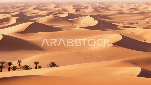 نبات الصبار الشوكي على الرمال الذهبية الناعمة في المناطق الصحراوية، نمو الشوكيات والأعشاب في براري المملكة العربية السعودية, النباتات والمزروعات البرية في المحميات الطبيعية، الكثبان والمرتفعات الرملية في الصحراء