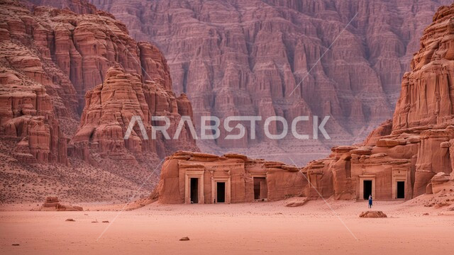 أماكن اثرية تاريخية قديمة، معالم سياحية مشهورة, المناظر الطبيعية في المناطق الصحراوية في المملكة العربيه السعودية، القمم والمرتفعات الصخرية وسط البيئة الرمليه، التكوينات والتشكيلات الصخرية في صحراء محافظة العلا