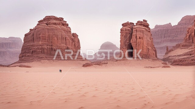 أماكن اثرية تاريخية قديمة، معالم سياحية مشهورة, المناظر الطبيعية في المناطق الصحراوية في المملكة العربيه السعودية، القمم والمرتفعات الصخرية وسط البيئة الرمليه، التكوينات والتشكيلات الصخرية في صحراء محافظة العلا
