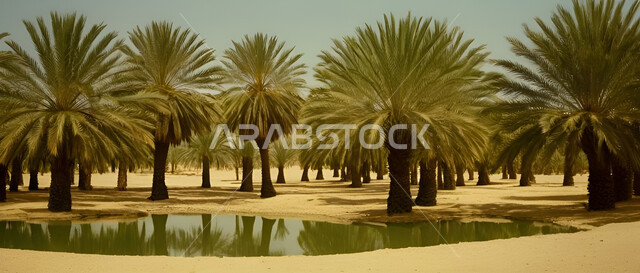 محاصيل ومنتجات زراعية محلية, الاهتمام بالتشجير والأراضي الزراعية، مناطق رحلات السفاري الترفيهية، واحات ومزارع أشجار النخيل في الطبيعة الصحراوية حول البحيرات المائية، المحميات الطبيعية في المملكة العربية السعودية