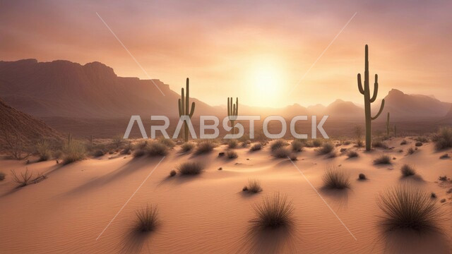 الرمال الذهبية الناعمة في وسط الصحراء وقت غروب الشمس، نمو النباتات البرية في الصحاري، القمم والمرتفعات الجبلية في المملكة العربية السعودية، التكوينات والتشكيلات الصخرية الطبيعية في المناطق الصحراوية، خلفية الطبيعة