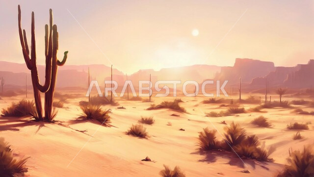 مناطق البادية والبيئة الطبيعية الصحراوية نهاراً, نمو النباتات في الأراضي القاحلة، التلال والهضاب من الرمال الذهبية الناعمة، التكوينات والتشكلات الرملية في صحراء المملكة السعودية، المرتفعات والتضاريس والقمم الجبلية في البراري، خلفية الطبيعة