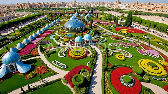 Interest in growing flowers in the gardens in the Miracle Garden, distinctive agricultural engineering designs, enjoying the natural scenery in the Miracle Garden in Dubai, a destination for tourists from various countries, famous recreational tourist attractions in the United Arab Emirates