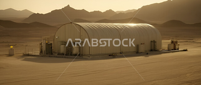 المنشآت الصناعية الضخمة، جودة معامل ومعدات إنتاج الثروات الباطنية, مناطق تخزين البترول في المملكة العربية السعودية, المشاريع البتروكيماوية المساهمة في نهضة الاقتصاد الوطني السعودي، صناعات المعادن والكيميائيات في المناطق الصحراوية، صورة لمخازن النفط والوقود