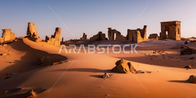 التكوينات والتشكيلات من الصخور وسط البيئة الرملية، المناظر الطبيعية في المملكة العربيه السعودية، الأصالة والعراقة والتراث، بقايا بيوت حجرية قديمة، هيكل القبائل العربية المهجورة في المناطق الصحراوية، حي سكني أثري تاريخي