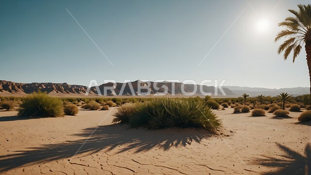 مجموعة من النباتات الشوكية في المناطق الصحراوية,  المزروعات البرية في المحميات الطبيعية, نمو الشوكيات والأعشاب في براري المملكة العربية السعودية, سلسلة الجبال والتكوينات والتشكلات الصخرية