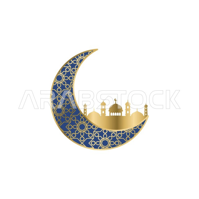مفهوم العبادة والتقرب إلى الله، الفن الهندسي المعماري للمساجد، القبب والمآذن مع الهلال، ديكورات وتصاميم على الطراز الاسلامي، اداء الفرائض الدينية والصلوات، خلفية بيضاء