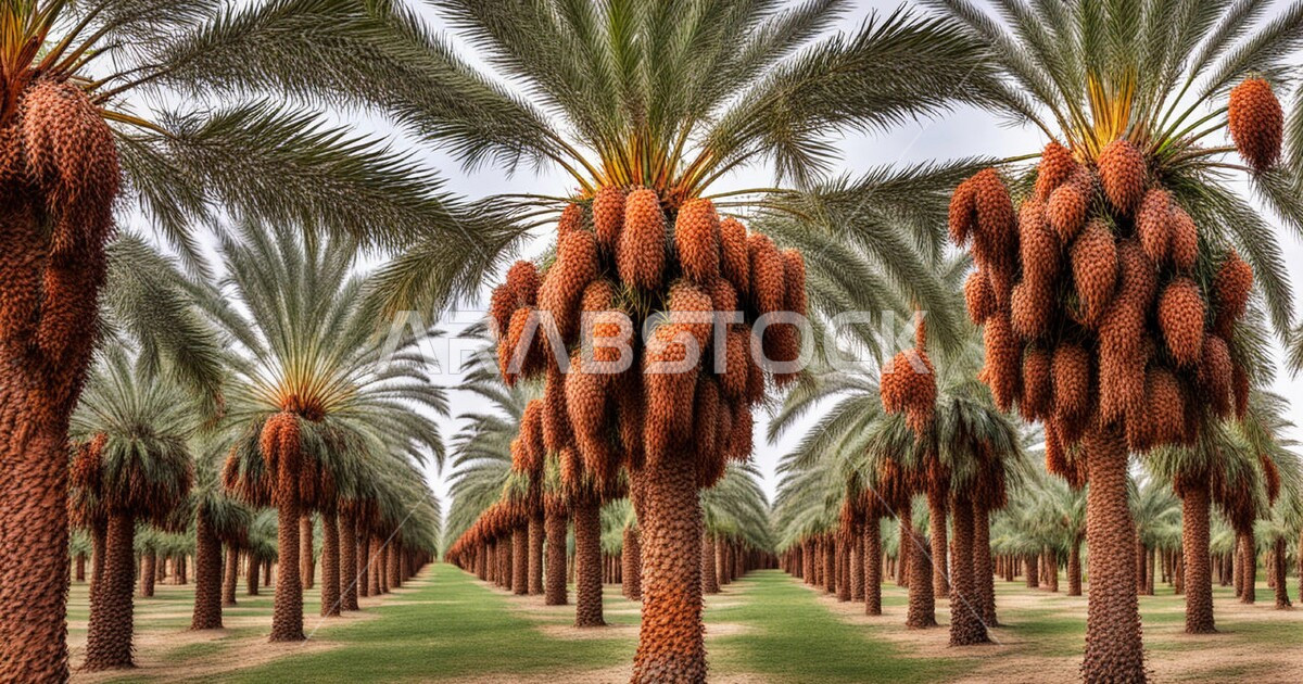 Treee Date Rutab Date harvest season in the Kingdom of Saudi Arabia, local agricultural ...