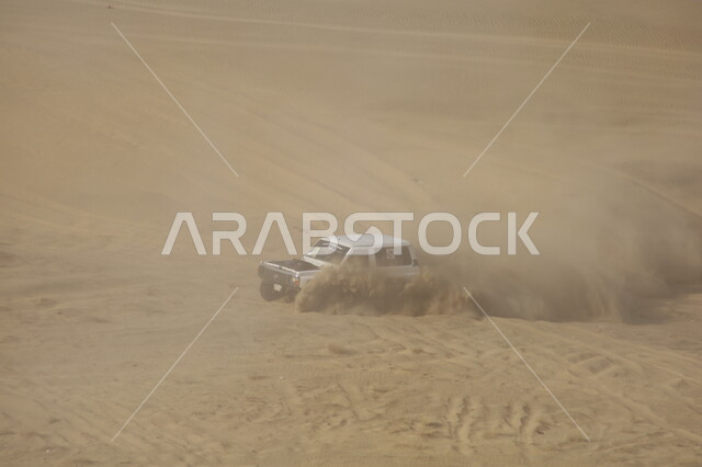 Enjoy practicing your favorite hobby (dune bashing), holding a car racing season in Saudi Arabia, doing recreational activities to attract tourists, riding a car on sand dunes, going on adventures using a four-wheel drive vehicle in the deserts of the Kingdom, driving vehicles in the Nawan Desert in Al Baha region