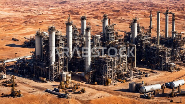 النهضة بالاقتصاد الوطني السعودي, مفهوم هندسة البترول في دول الخليج, الأبراج والهياكل المعدنية في الصحراء, مصفاة تكرير النفط و الغاز في المملكة العربية السعودية, مستودعات وخزانات كبيرة وضخمة, صناعات ومشاريع بتروكيماوية