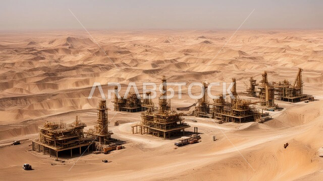 النهضة بالاقتصاد الوطني السعودي, مفهوم هندسة البترول في دول الخليج, الأبراج والهياكل المعدنية في الصحراء, مصفاة تكرير النفط و الغاز في المملكة العربية السعودية, مستودعات وخزانات كبيرة وضخمة, صناعات ومشاريع بتروكيماوية