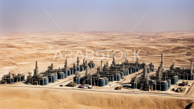 النهضة بالاقتصاد الوطني السعودي, مفهوم هندسة البترول في دول الخليج, الأبراج والهياكل المعدنية في الصحراء, مصفاة تكرير النفط و الغاز في المملكة العربية السعودية, مستودعات وخزانات كبيرة وضخمة, صناعات ومشاريع بتروكيماوية