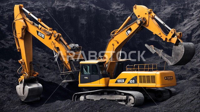 مناجم الفحم الطبيعي العربية، مناطق التنقيب عن الثروات الباطنية، المرتفعات وقمم الجبال في المملكة العربية السعودية, سيارة شحن كبيرة تقوم بالعمل في موقع التعدين, كميات ضخمة من إنتاج الفحم الوطني