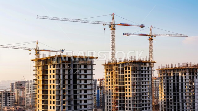 أعمال البناء والمقاولات والتطوير العقاري، مفهوم تحسين البنية التحتية للبلاد، إنشاء الأساسات والهياكل للمشروعات السكنية والمصانع الحديثة، التطور المعماري والحضاري في المملكة العربية السعودية، تشييد المباني والمشاريع الضخمة، إقامة الأبراج وناطحات السحاب المعاصرة