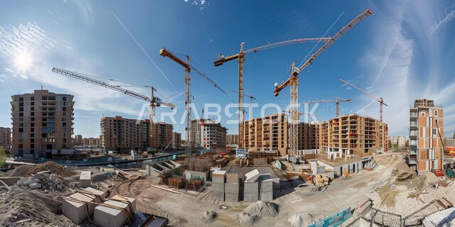 أعمال البناء والمقاولات والتطوير العقاري، مفهوم تحسين البنية التحتية للبلاد، إنشاء الأساسات والهياكل للمشروعات السكنية والمصانع الحديثة، التطور المعماري والحضاري في المملكة العربية السعودية، تشييد المباني والمشاريع الضخمة، إقامة الأبراج وناطحات السحاب المعاصرة