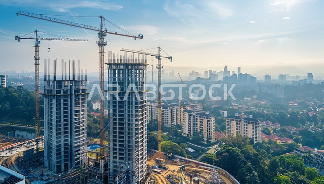 أعمال البناء والمقاولات والتطوير العقاري، مفهوم تحسين البنية التحتية للبلاد، إنشاء الأساسات والهياكل للمشروعات السكنية والمصانع الحديثة، التطور المعماري والحضاري في المملكة العربية السعودية، تشييد المباني والمشاريع الضخمة، إقامة الأبراج وناطحات السحاب المعاصرة