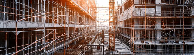 Establishing foundations and structures for residential projects and modern factories, the concept of improving the country's infrastructure, construction, contracting and real estate development works, architectural and urban development in the Kingdom of Saudi Arabia, a panoramic image of buildings, towers and mega projects under construction