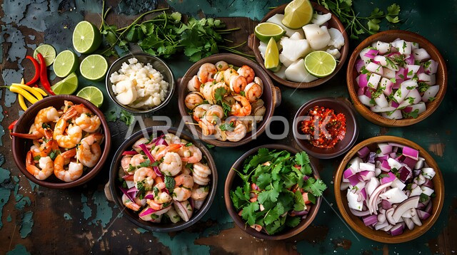 سلطات الأسماك والكائنات البحرية، فن تقديم المأكولات البحرية في المطاعم السعودية، أطباق المقبلات الباردة اللذيذة، طبق الروبيان مع الخضروات الطازجة، وصفات الطعام الصحي الغني بالفوائد والعناصر الغذائية