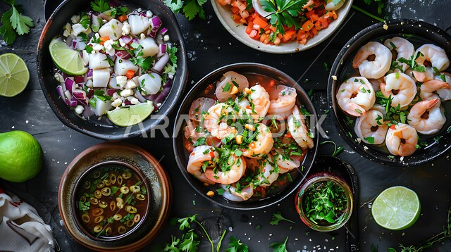 طبق الروبيان مع الخضروات الطازجة، أطباق المقبلات الباردة اللذيذة، سلطات الأسماك والكائنات البحرية، فن تقديم المأكولات البحرية في المطاعم السعودية، وصفات الطعام الصحي الغني بالفوائد والعناصر الغذائية