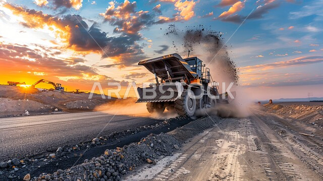 النمو والتطور العمراني والتقدم الحضاري للمدن، تحسين البنية التحتية وتعبيد الشوارع الرئيسية والفرعية، مفهوم الهندسة المدنية والبناء، الأعمال الإنشائية الحديثة في المملكة العربية السعودية، مد الاسفلت بشكل مستوي في الطرقات باستخدام الآلات الثقيلة والجرارات 