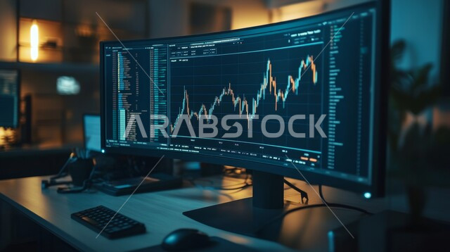 تداول العملة الرقمية، دمج التكنولوجيا المتطورة مع العمل، مراقبة ارتفاع وانخفاض الأسهم في سوق البورصة، إنجاز وتحقيق أهداف الشركة, عرض مخطط الرسم البياني للنمو الاقتصادي عبر شاشات الحواسيب الحديثة، الاستثمار في الأسواق المالية