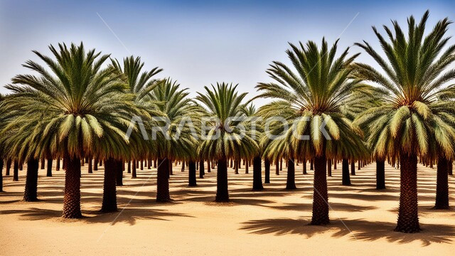 محاصيل ومنتجات محلية وطنية, موسم حصاد التمور, محمية طبيعية في الطبية الصحراوية لزراعة أشجار النخيل, المزراع والاراضي الزراعية في المملكة العربية السعودية, الاهتمام بالزراعة والتشجير