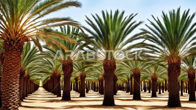 محاصيل ومنتجات محلية وطنية, موسم حصاد التمور, محمية طبيعية في الطبية الصحراوية لزراعة أشجار النخيل, المزراع والاراضي الزراعية في المملكة العربية السعودية, الاهتمام بالزراعة والتشجير