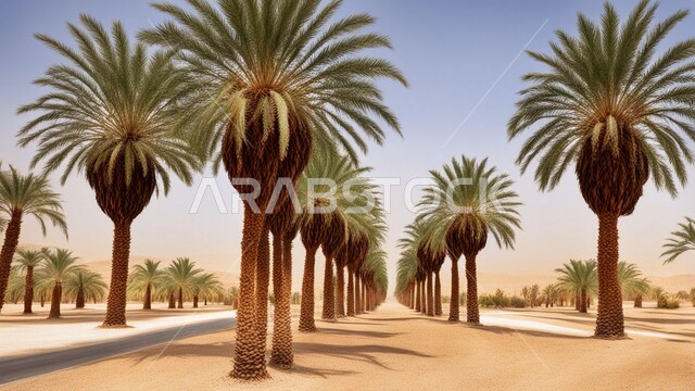 محاصيل ومنتجات محلية وطنية, موسم حصاد التمور, محمية طبيعية في الطبية الصحراوية لزراعة أشجار النخيل, المزراع والاراضي الزراعية في المملكة العربية السعودية, الاهتمام بالزراعة والتشجير