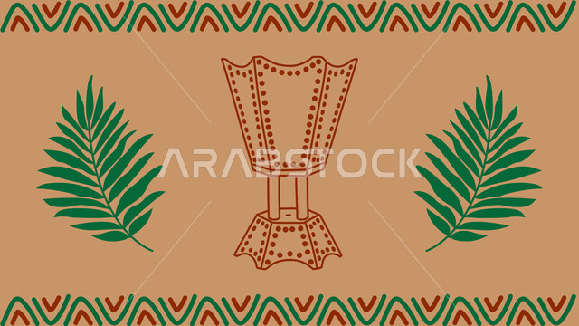 Antiquity, authenticity and Saudi heritage, traditional Arab arts and engravings, popular style with Arab Sadu decoration and engraving, northern culture in the Kingdom of Saudi Arabia, colorful decorative designs and patterns