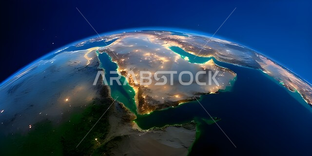 موقع دولة السعوديه بين دول العالم، البلدان المجاورة للمملكة العربية السعودية، خريطة الوطن العربي على الكرة الأرضية باللون الأزرق، الحدود الجغرافية للبلاد