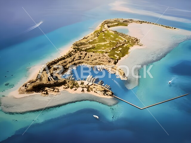 المناظر الطبيعية المائية, الواجهة البحرية في المملكة العربية السعودية, التطور والتقدم العمراني السعودي, معالم وأماكن سياحية مشهورة, صورة جوية الأبراج وناطحات السحاب المطلة على ساحل البحر الأحمر, مناطق جذب الزوار