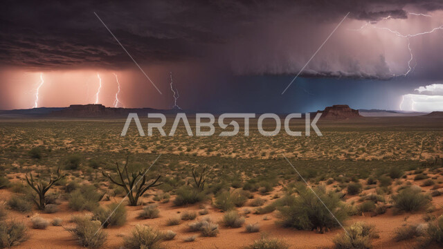 الإعصار الهوائي والزوابع الغبارية القوية في الصحراء, الظواهر والكوارث الطبيعية، نمو النباتات والشوكيات البرية في المناطق الصحراوية، السماء الممتلئة بالغيو الداكنة، الكثبان والرمال الذهبية الناعمة، التشكيلات والتكوينات الرملية في المملكة العربية السعودية