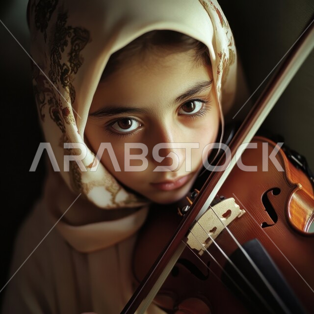 ممارسة هواية العزف باستخدام آلة الكمان الوترية، فتاة سعودية خليجية عربية فنانة تقوم بالعزف على آلة الكمان، تقديم البرامج والفنون الموسيقية والفن المسرحي، مواهب فنية موسيقية