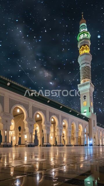 مفهوم العبادة والتقرب إلى الله تعالى، الساحة الخارجية لمسجد عريق، الديكورات والتصاميم الهندسية المعمارية لبناء المساجد في المملكة العربية السعودية،  المآذن والقبب على الطراز الإسلامي 