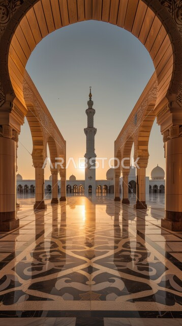The concept of worship and drawing closer to God Almighty, the outer courtyard of an ancient mosque, decorations and architectural designs for building mosques in the Kingdom of Saudi Arabia, minarets and domes in the Islamic style
