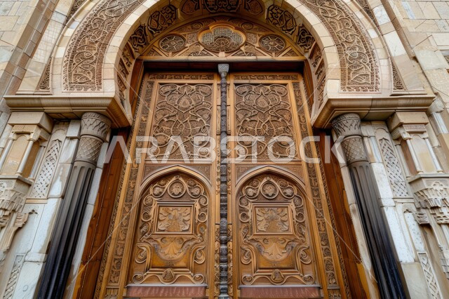 الفنون الهندسية المعمارية والتصاميم الاسلامية للأبواب القديمة في المملكة العربية السعودية, الابواب المصنوعة على الطراز الخشبي القديم, باب خشبي منحوت بالنقوش والزخارف التراثية العربية