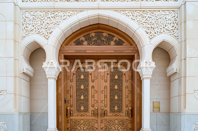 الفنون الهندسية المعمارية والتصاميم الاسلامية للأبواب القديمة في المملكة العربية السعودية, الابواب المصنوعة على الطراز الخشبي القديم, باب خشبي منحوت بالنقوش والزخارف التراثية العربية