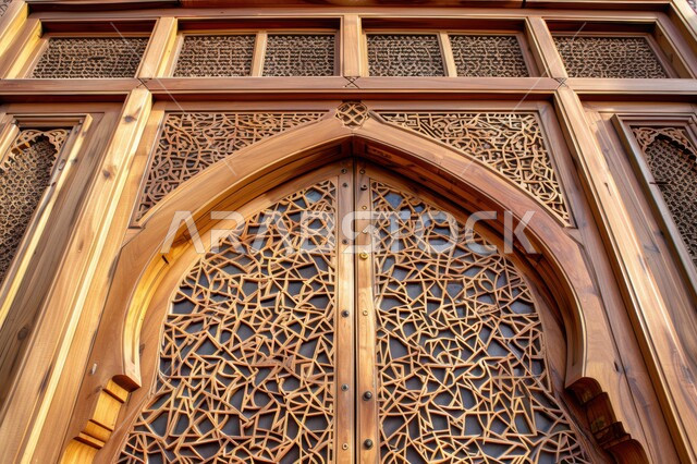 الابواب المصنوعة على الطراز الخشبي القديم, الفنون الهندسية المعمارية والتصاميم الاسلامية للأبواب القديمة في المملكة العربية السعودية, باب خشبي منحوت بالنقوش والزخارف التراثية العربية
